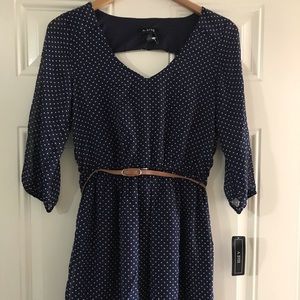 Navy Blue Polka Dot short dress